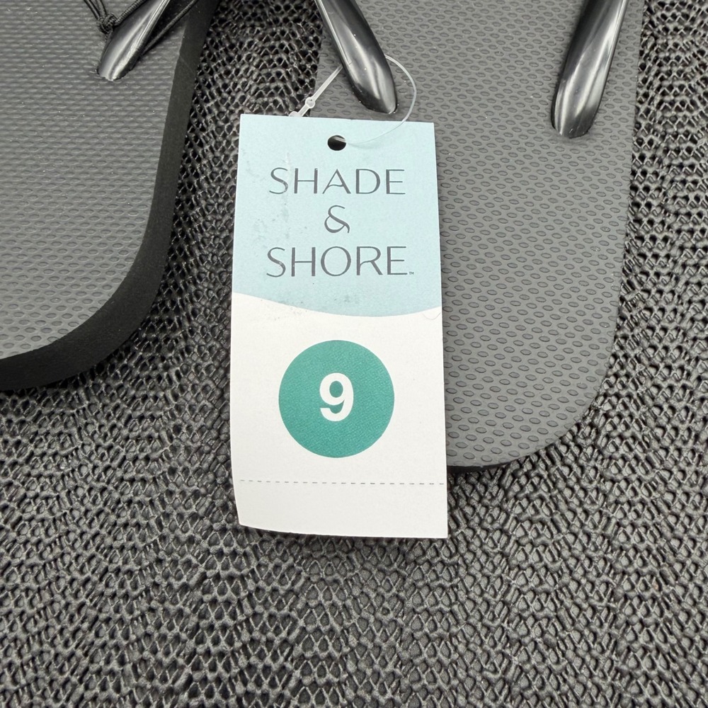 Shade & Shore Rosie Black Floral Rose Flip Flop Sandals Womens 9 AEA70 - Picture 2 of 7